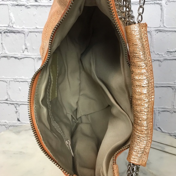 Innuē Genuine Leather Handbag Womens Orange Silver 70s Style Sparkly Genie Purse - Picture 5 of 9